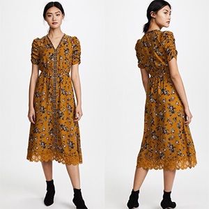 Mustard Floral Midi Dress